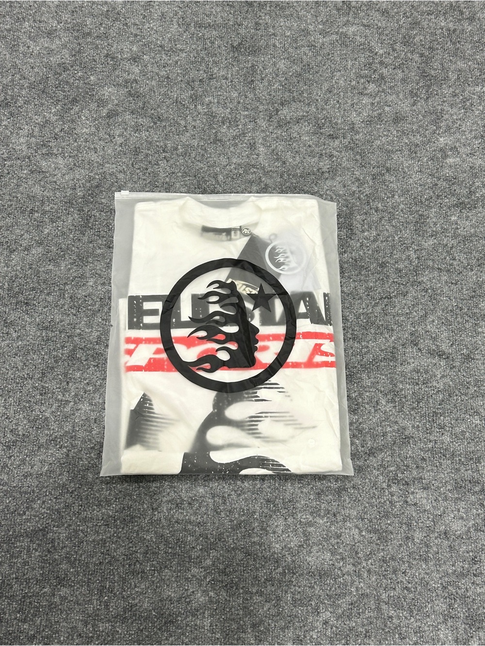 Men's White Graphic Short Sleeve Tee with Red Accents